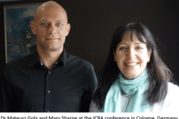 Dr Mateusz Gola and Mary Sharpe at the ICBA conference in Cologne, Germany
