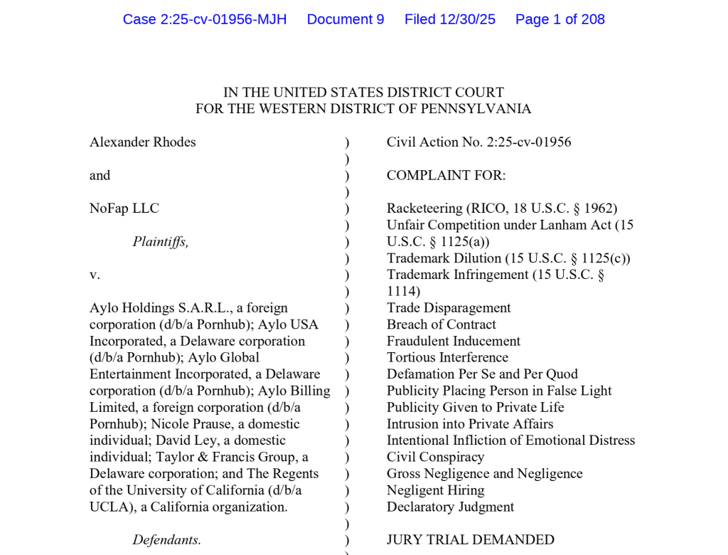 NoFap Jury Trial Demanded